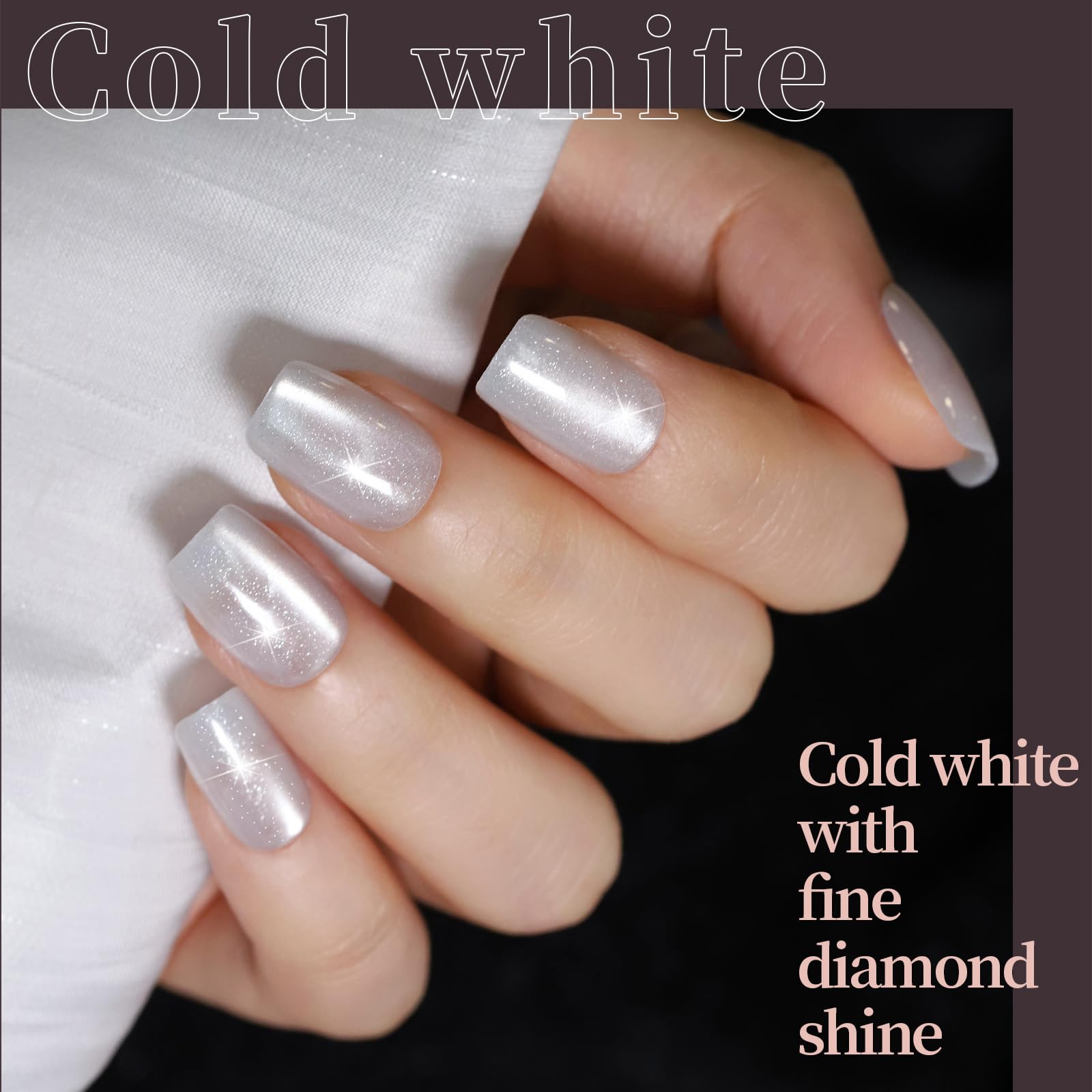 Fandamei black cat-eye nails with shimmering depth for drama.