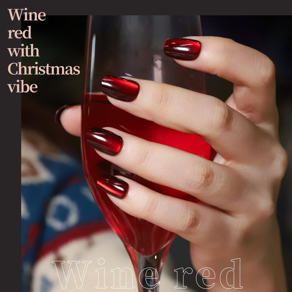 Fandamei red cat-eye nails for bold, fashionable looks.