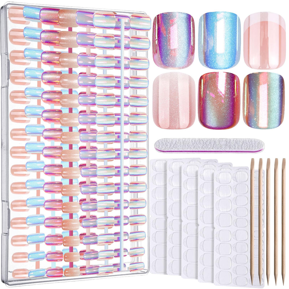 Fandamei chrome cat eye short round nails with mirror shine for a salon look.