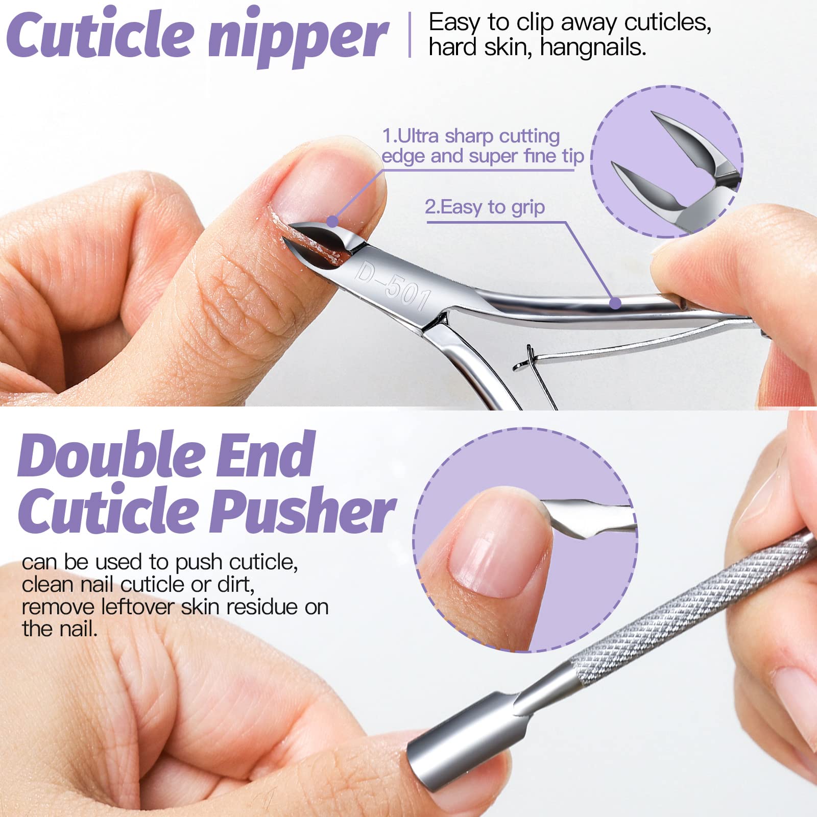 FANDAMEI cuticle pushers help clean and push back cuticles.