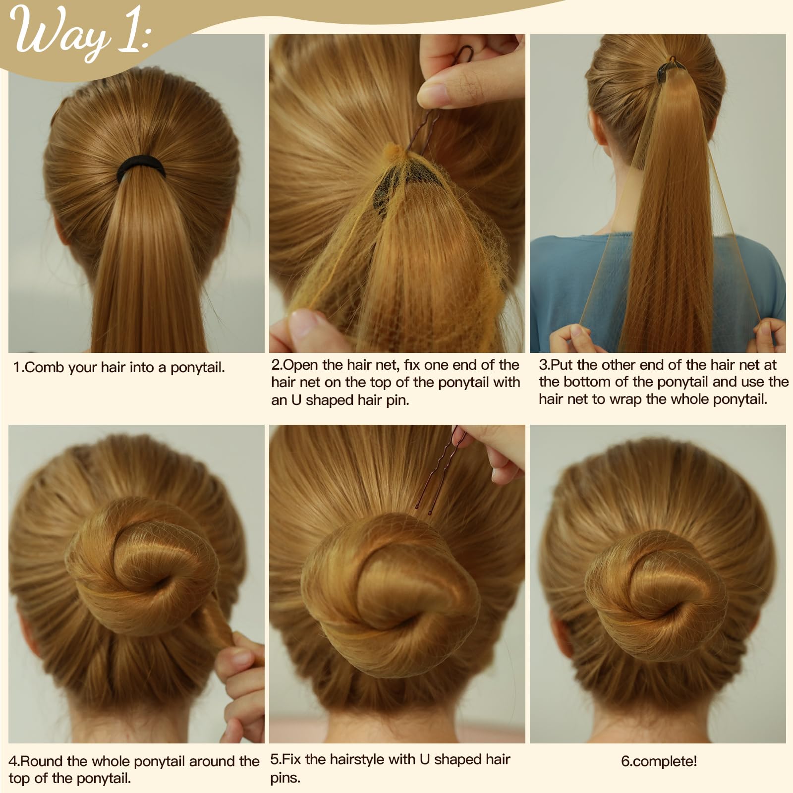 Fandamei elastic-edge bun net fits various head sizes.