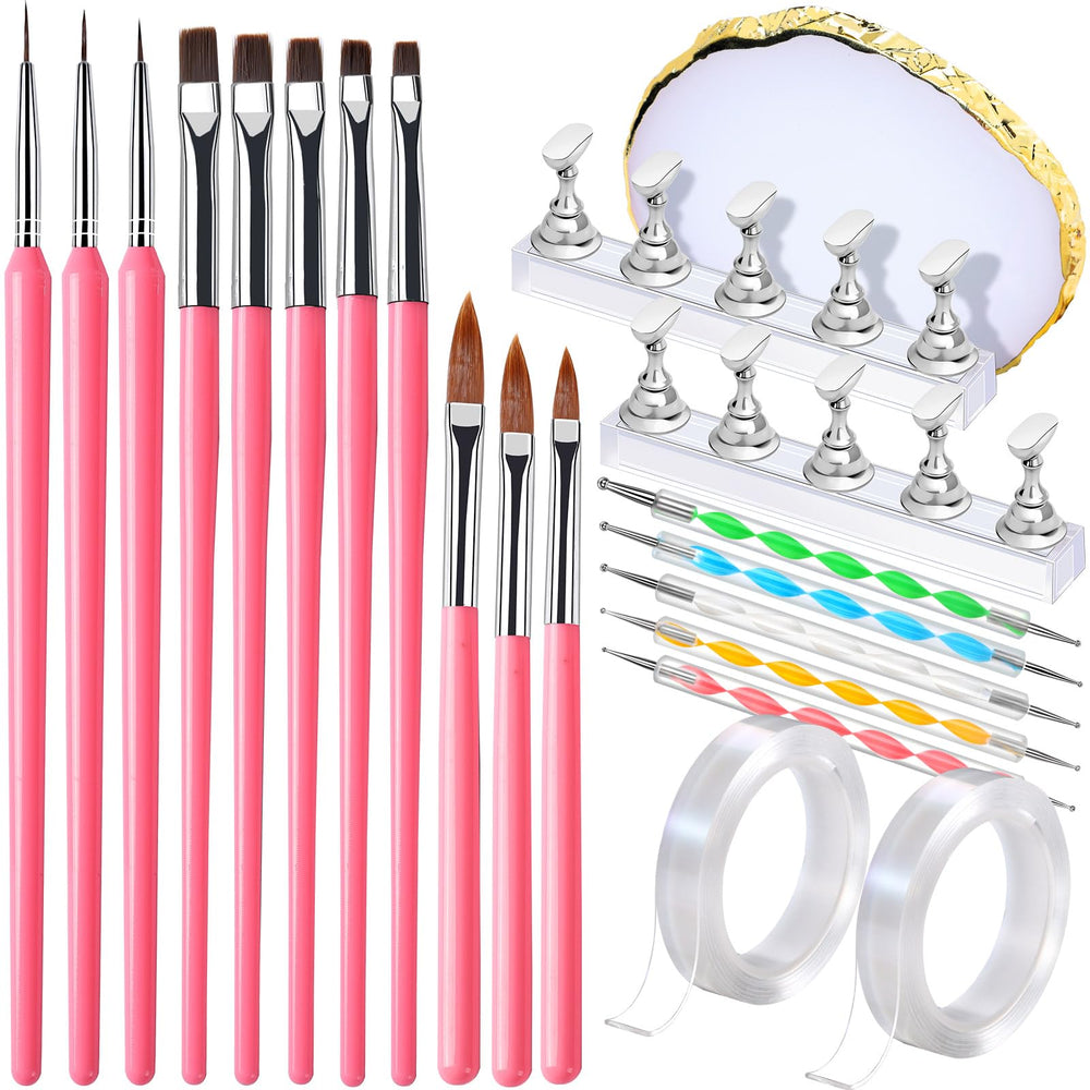 Fandamei flat-head nail art brushes for precise French and color blocks.