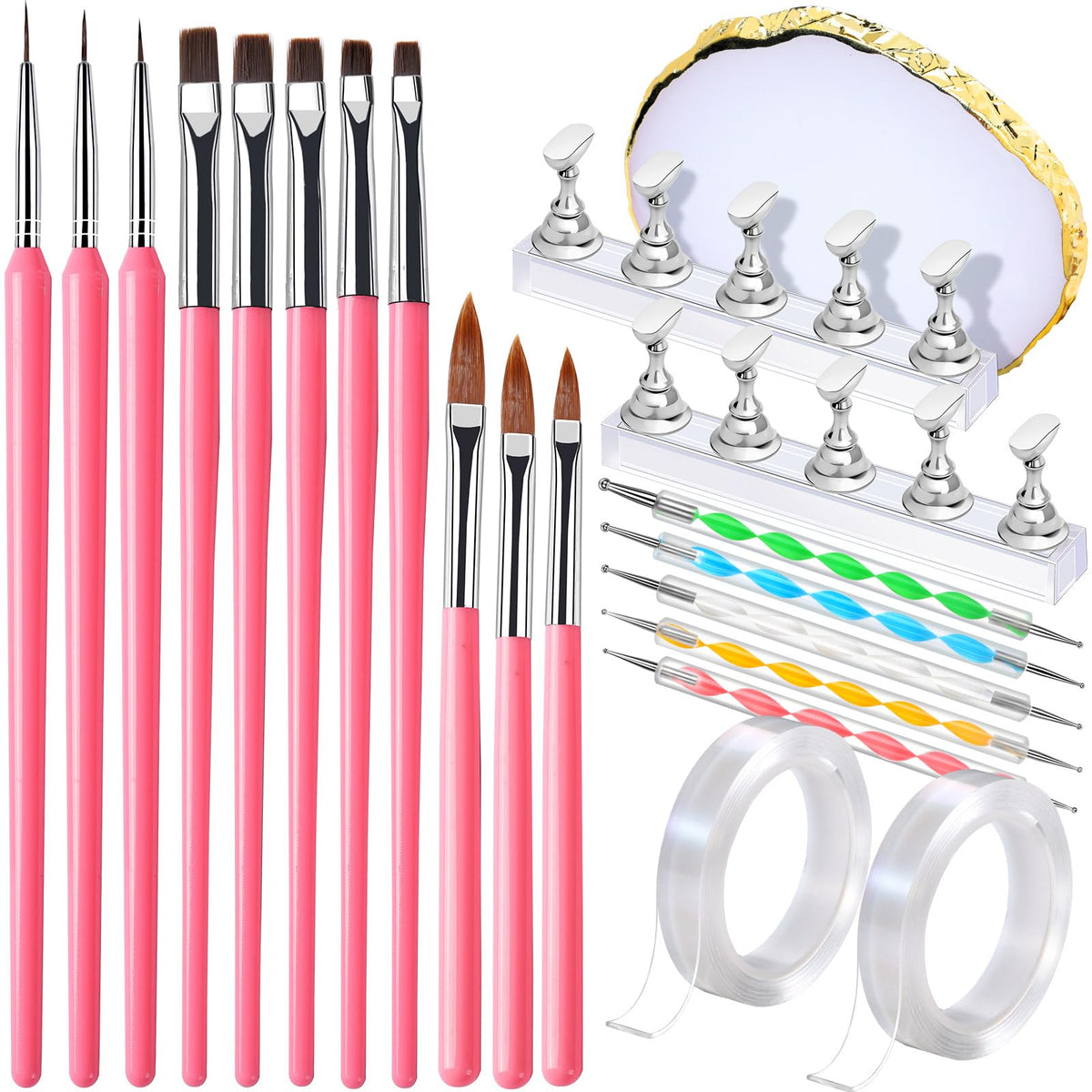 Fandamei flat-head nail art brushes for precise French and color blocks.