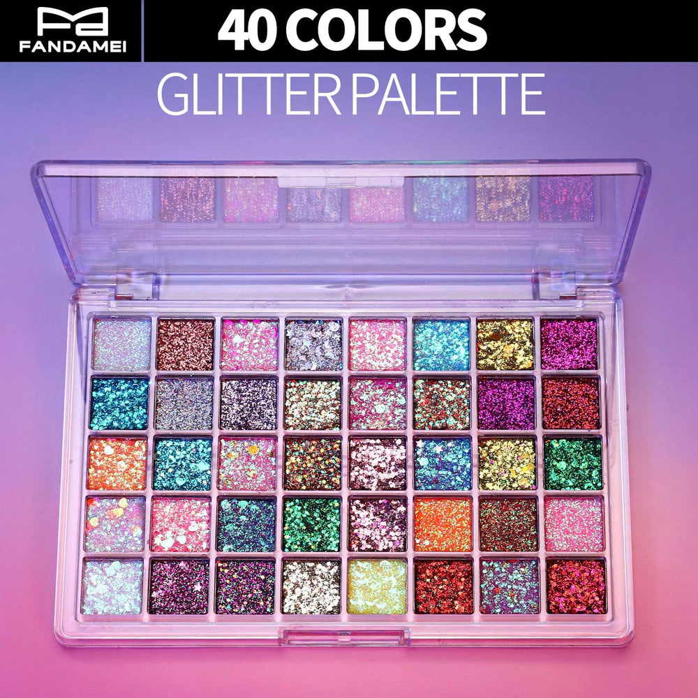Fandamei glitter gel applied on cheeks; quick-dry formula for long-lasting shine.