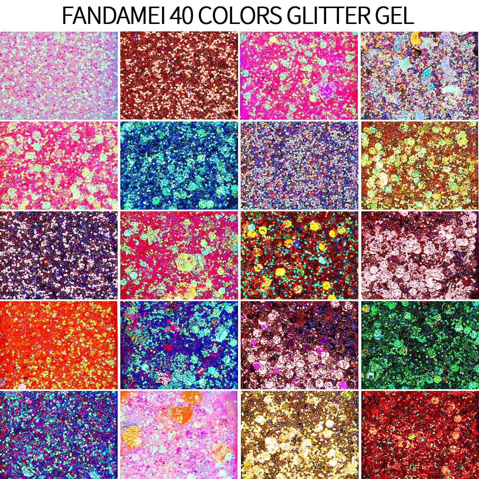 Fandamei glitter on eyes; shimmering accents for eye-catching daytime or party makeup.