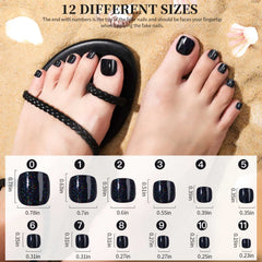 Fandamei glitter toenails in 4 colors for dazzling beach-ready style.