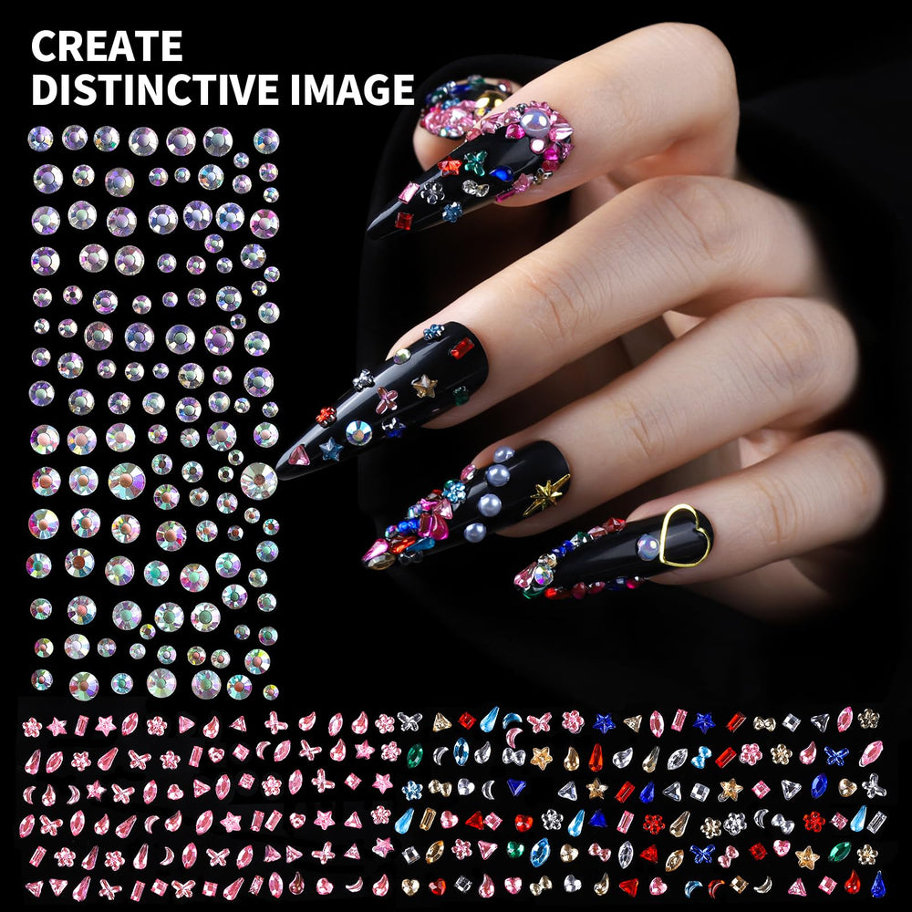 Fandamei gold and silver nail studs with multi shapes for modern looks