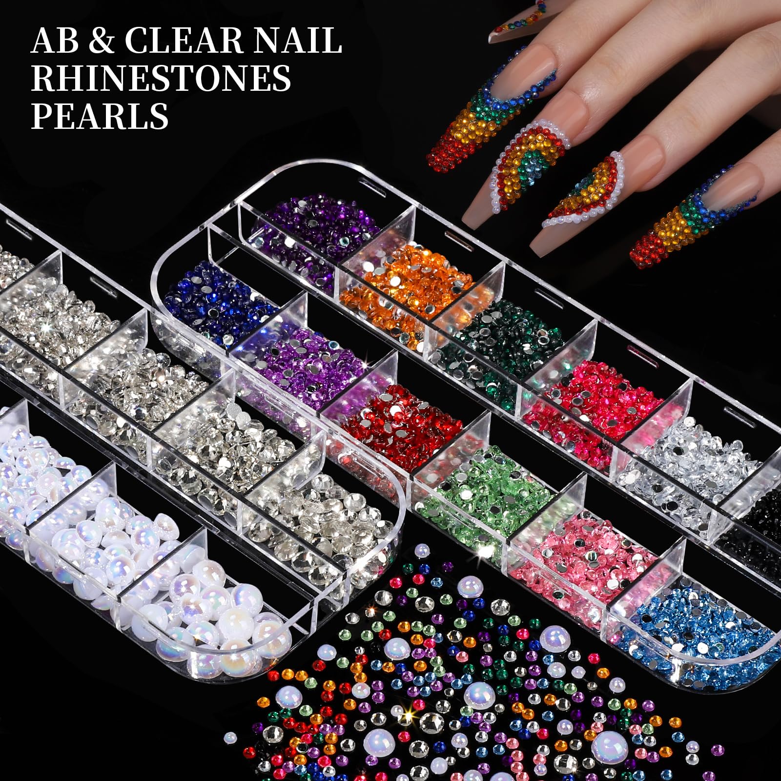 Fandamei gold and silver studs with chains bring edgy, fashion-forward vibes to nails