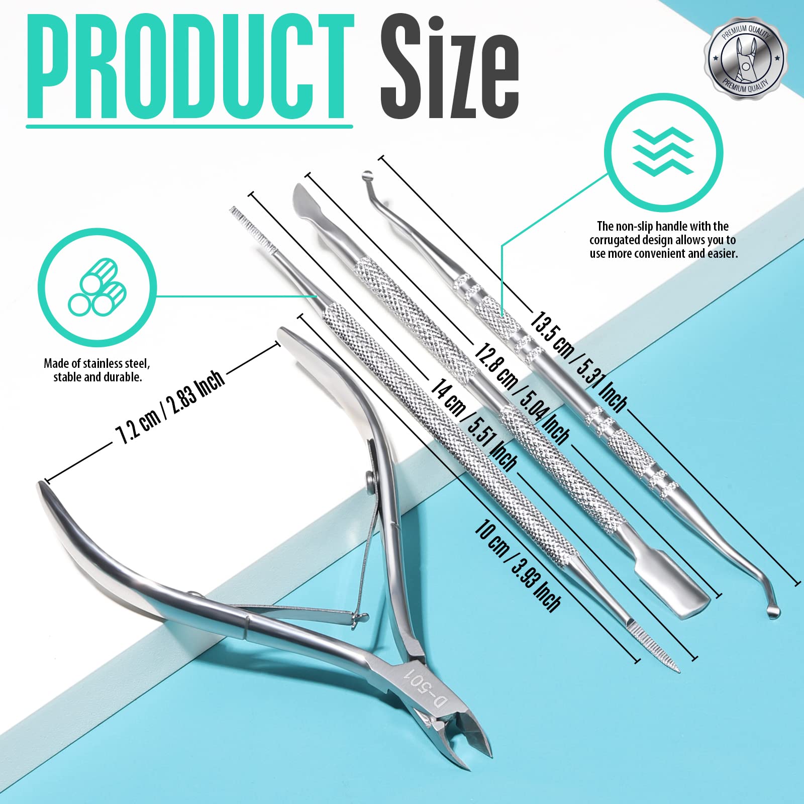 Fandamei ingrown toenail kit cuticle pusher for safe residue removal.