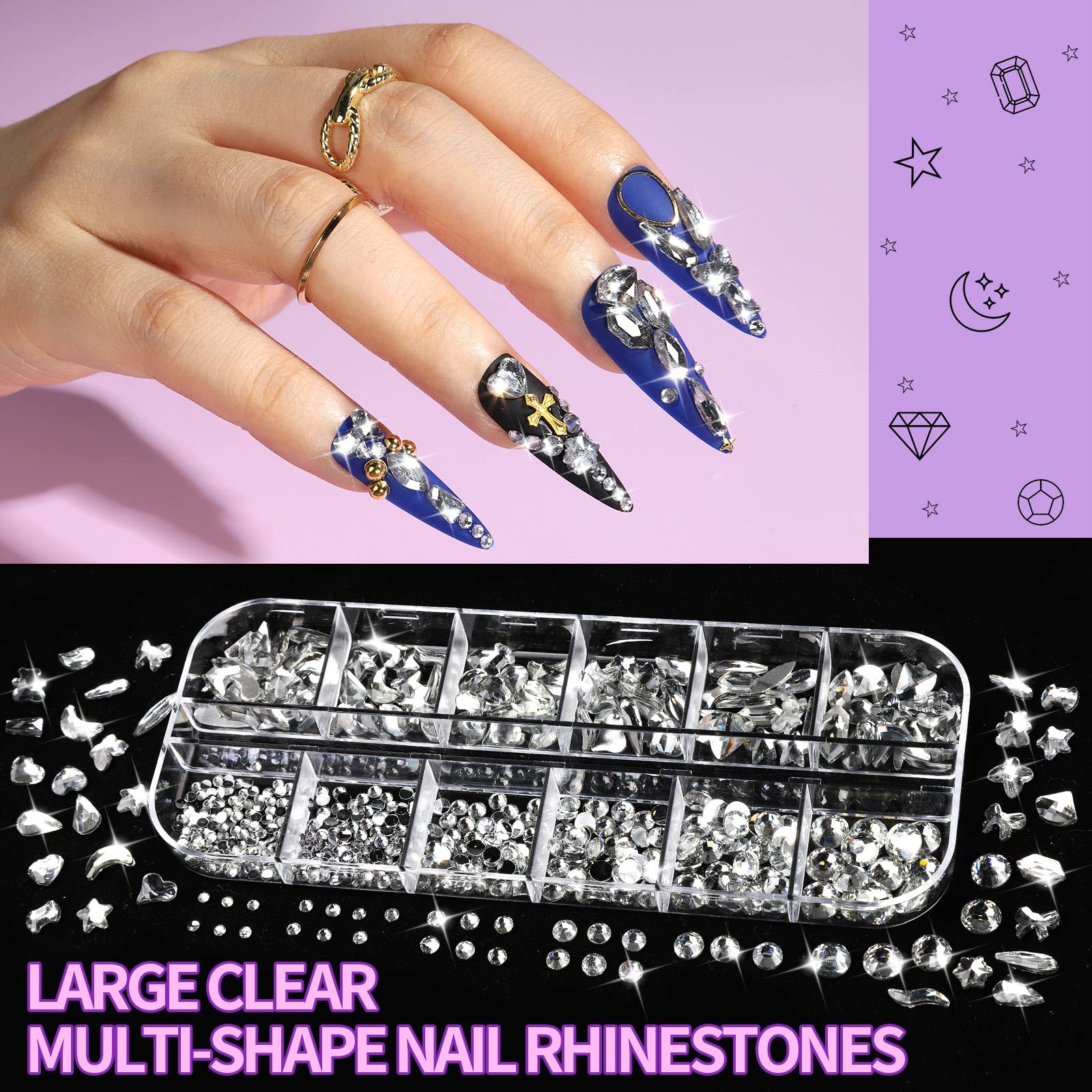 Fandamei: cristales transparentes grandes para elegantes toques.