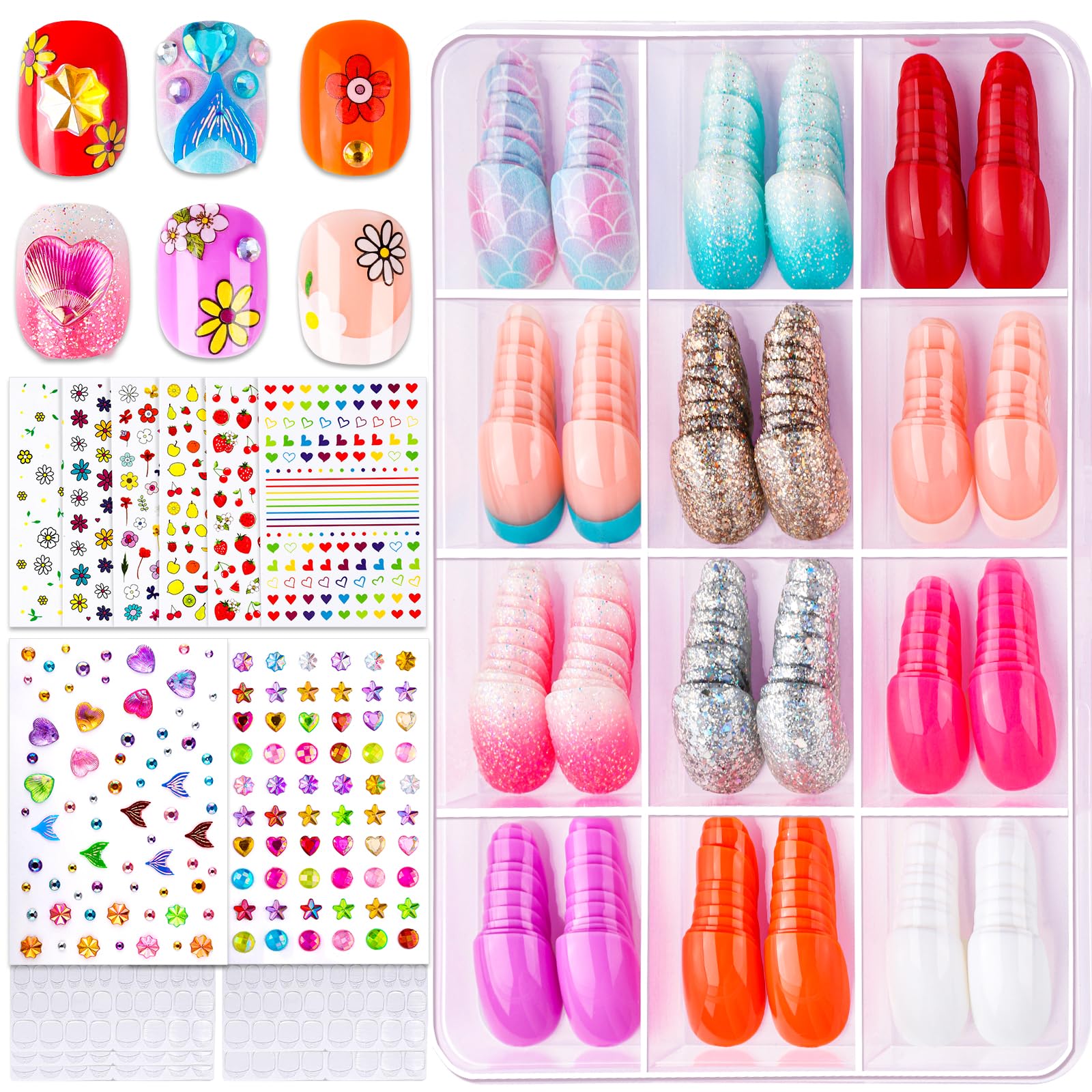 FANDAMEI kids nails with 12 styles for colorful at-home manicures
