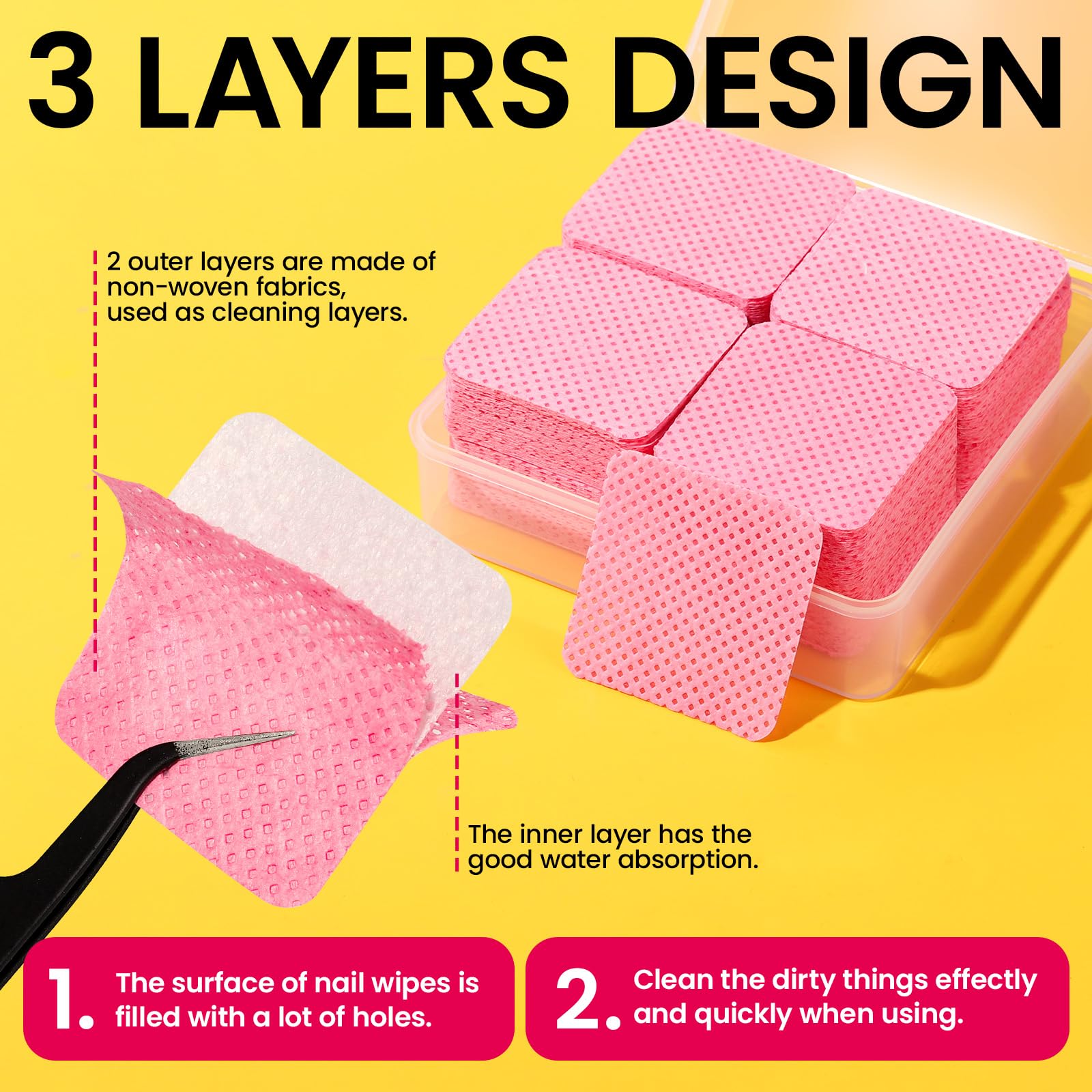 Fandamei lint-free nail wipes are soft and absorbent for clean removal