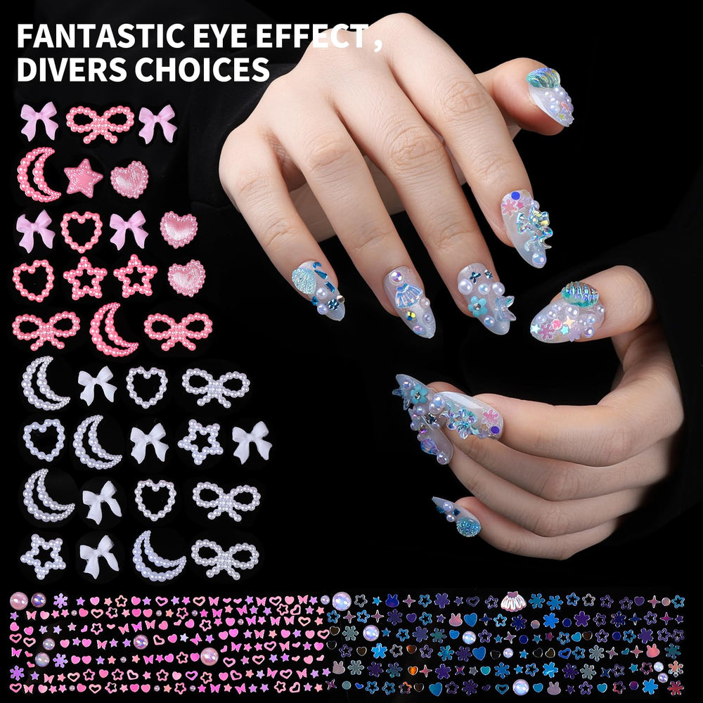 Fandamei mini charms and AB rhinestones outline patterns with sparkle
