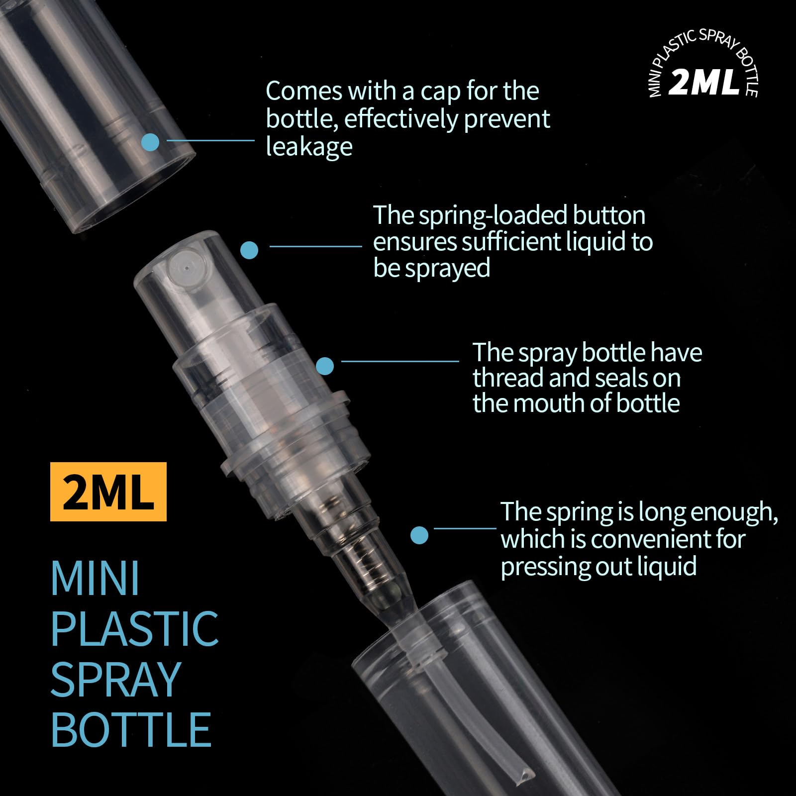 Fandamei mini spray bottle 2ml clear packaging arrangement, 60-pack ready