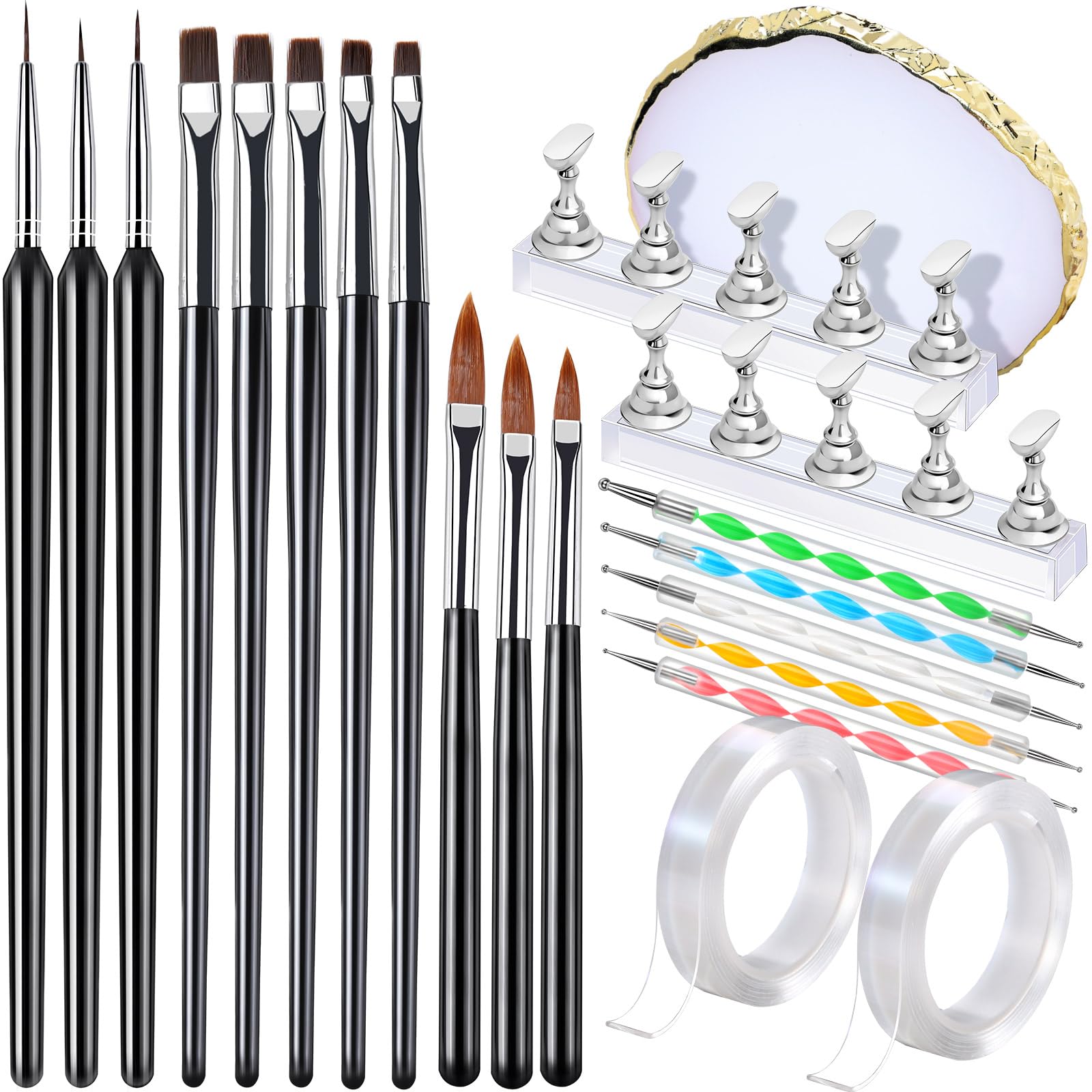 FANDAMEI nail art brushes with flat heads ideal for French manicure