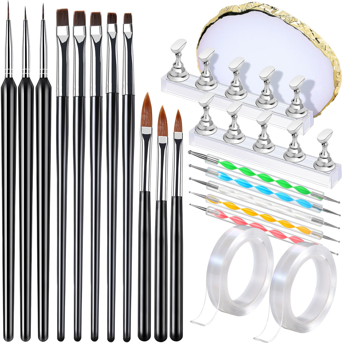 FANDAMEI nail art brushes with flat heads ideal for French manicure