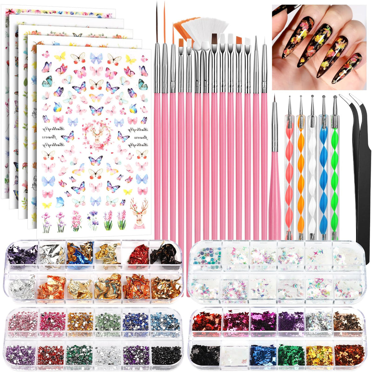 FANDAMEI nail art brush set with varied tips for precise detailing