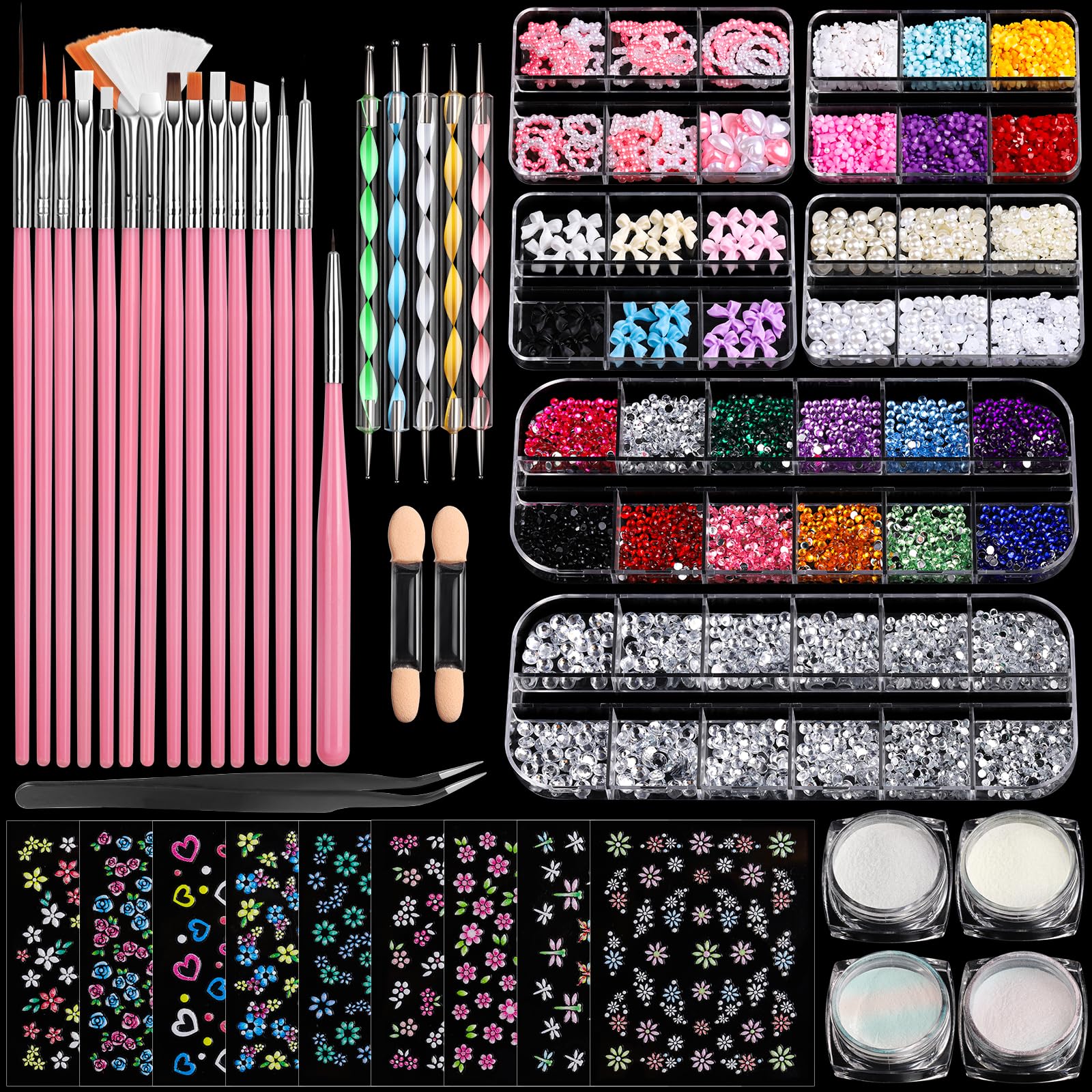 Fandamei nail art brushes set for versatile designs on natural or gel nails