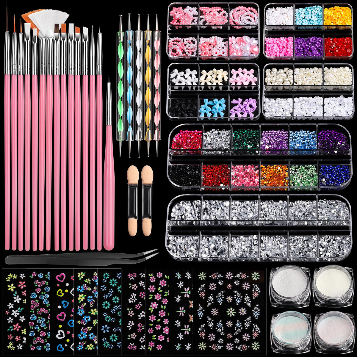 Fandamei nail art brushes set for versatile designs on natural or gel nails