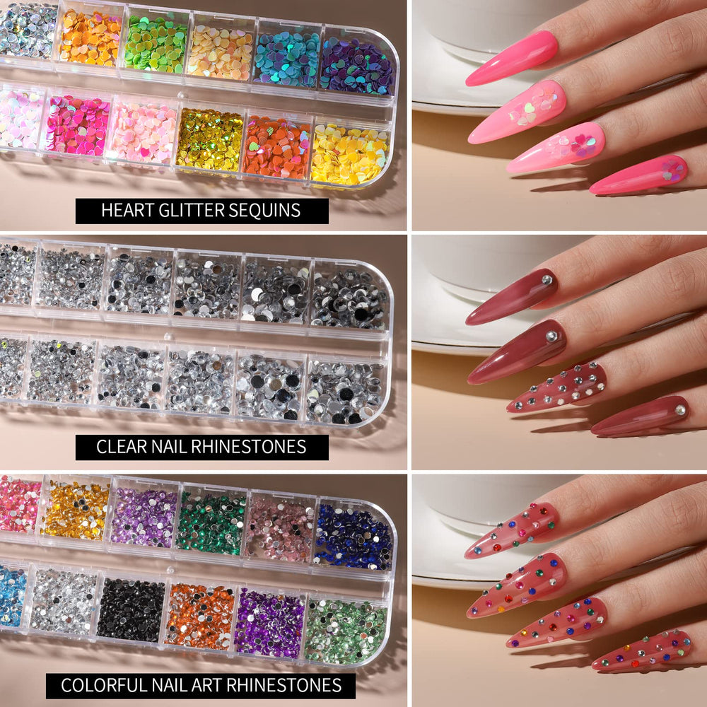Fandamei heart glitter sequins adding cute accents to nails