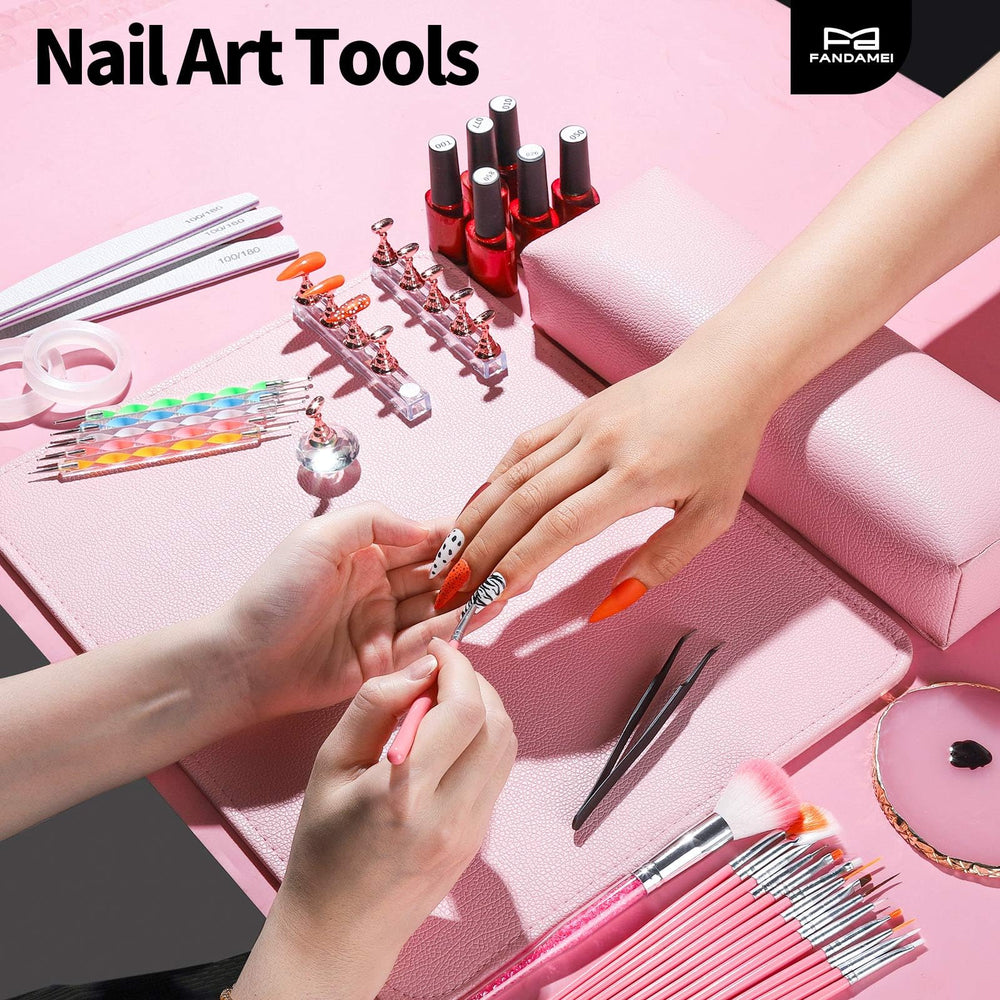 Fandamei translucent pink nail art palette for color planning and mixing
