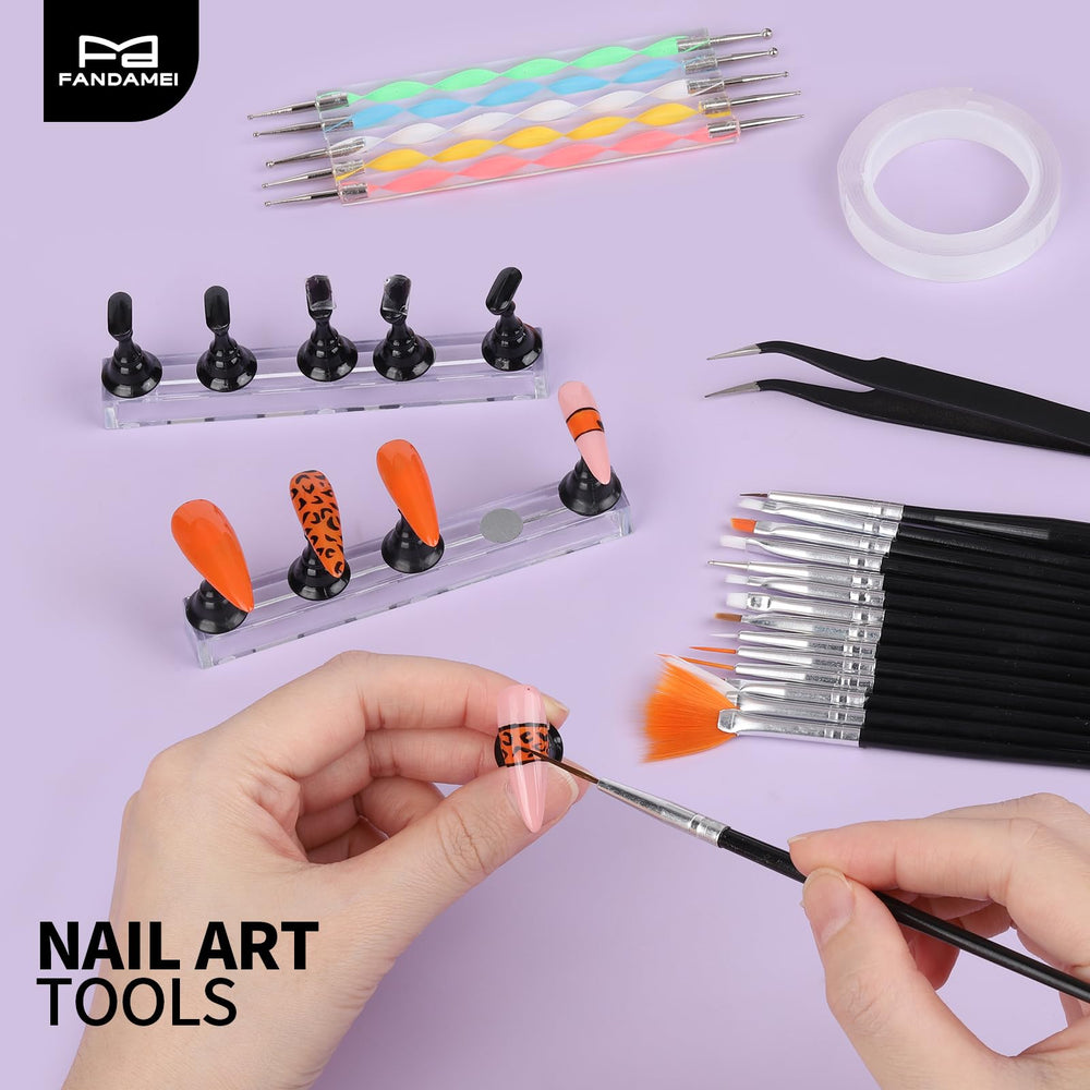 Fandamei nail-art tools kit display highlights comprehensive set for professional or DIY use.