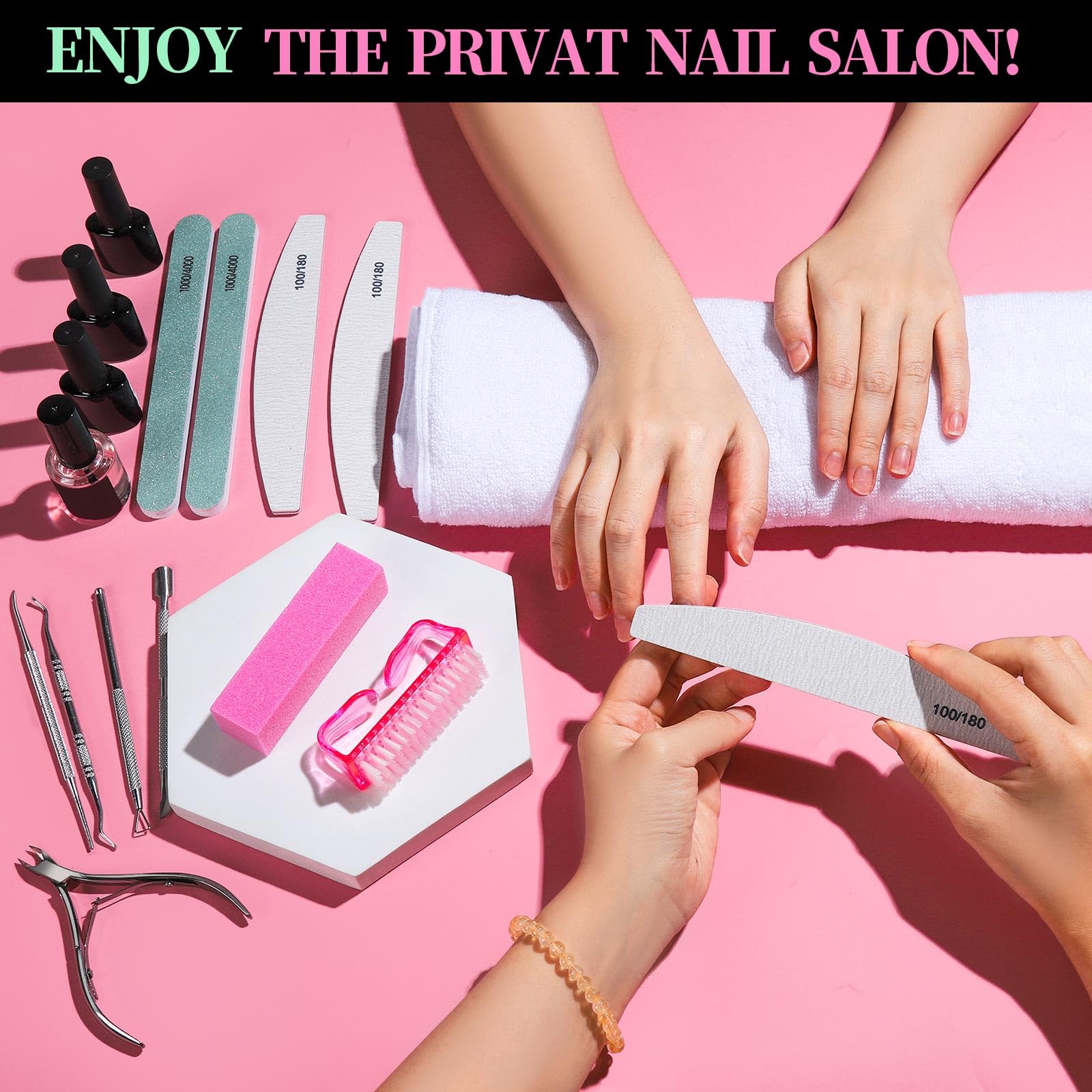 Fandamei pink nail brush cleans nails and polish residues