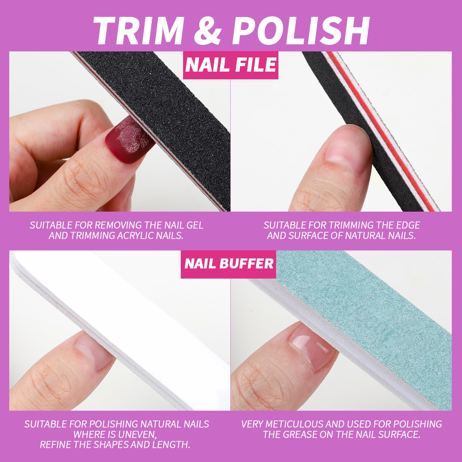 FANDAMEI nail buffer 1000/4000 grit smooths and shines
