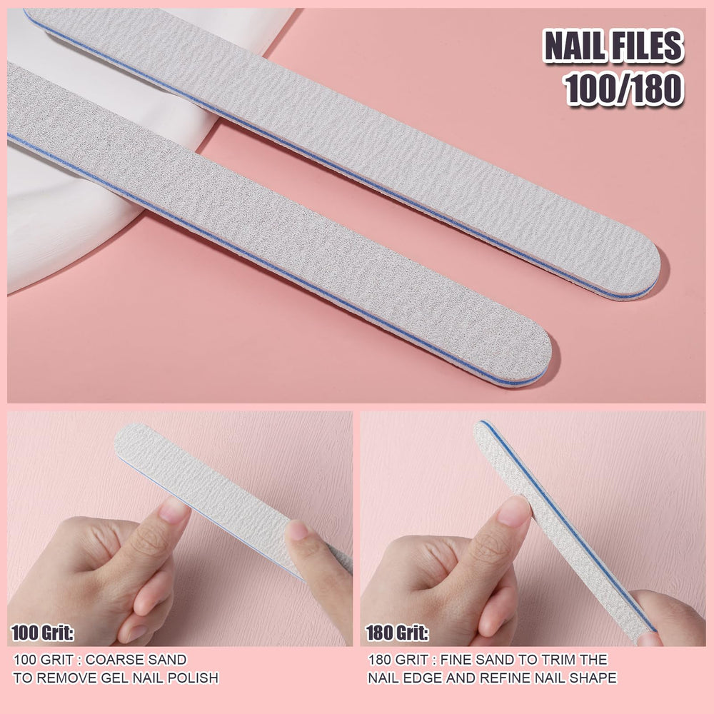 Fandamei blue nail file with 100/180 grit for natural and fake nails.