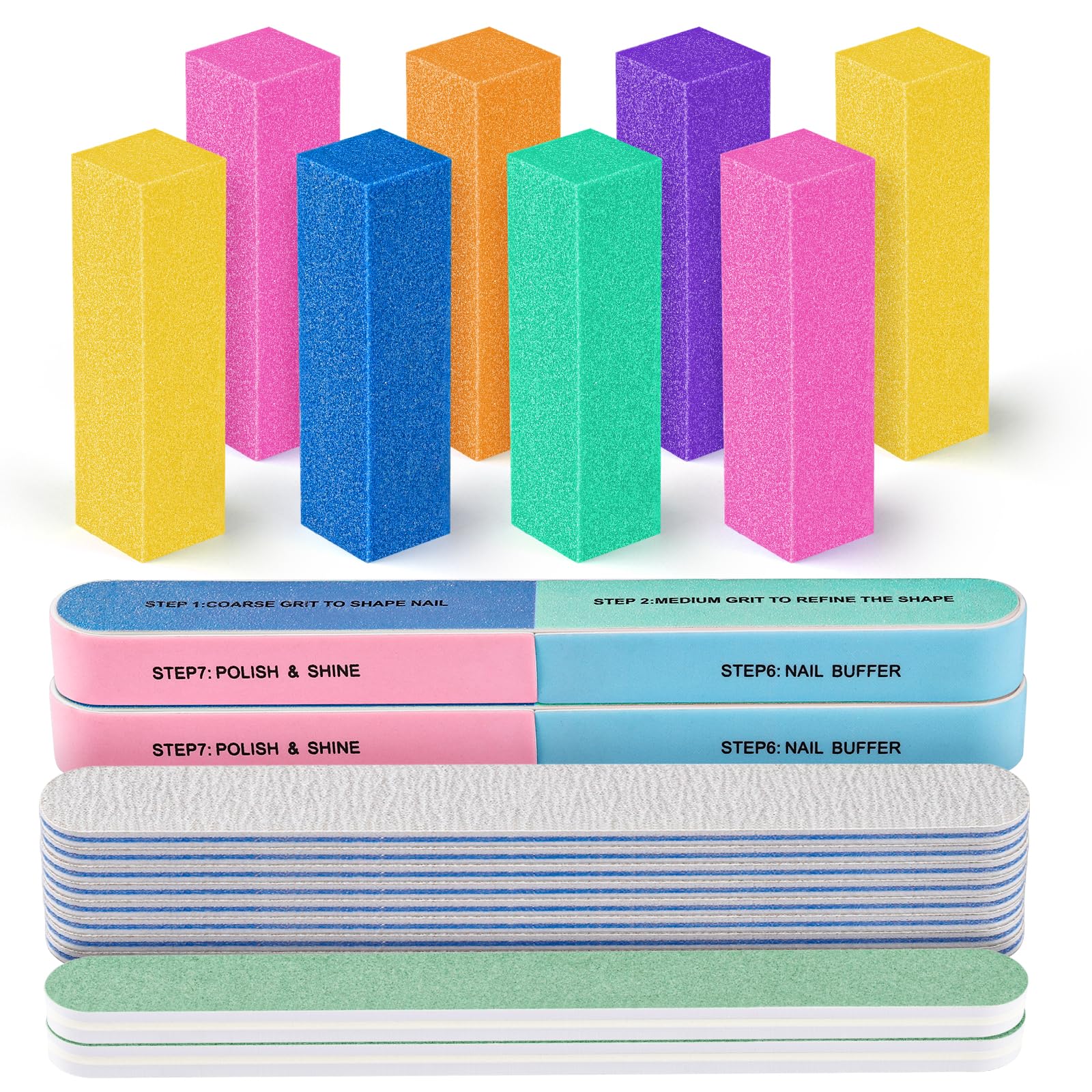 Fandamei pink nail buffer block for smooth natural nails and polish prep.