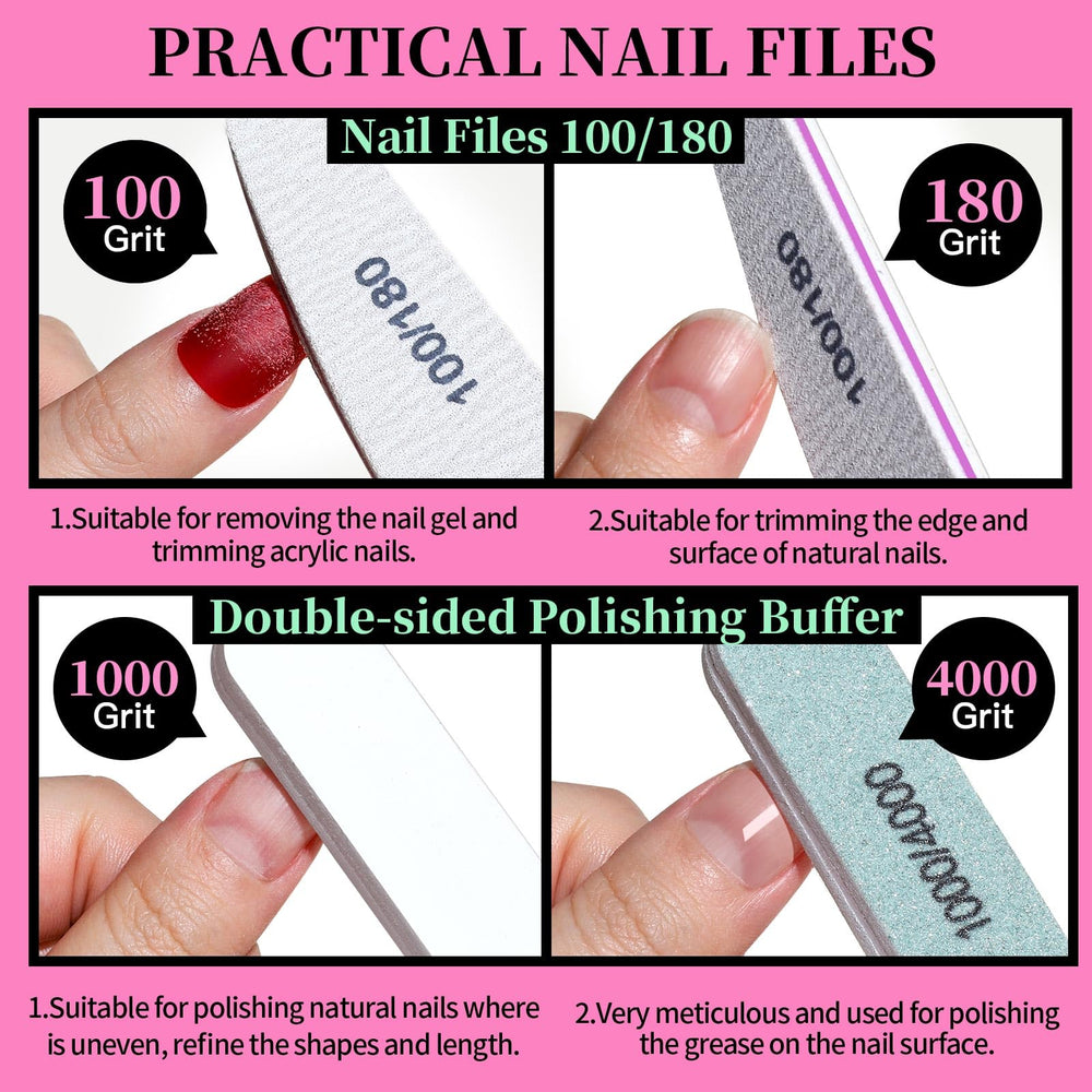 Fandamei pink buffer block smooths nail surfaces to a glossy finish