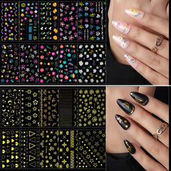 Fandamei nail charms and gems adding metallic accents.