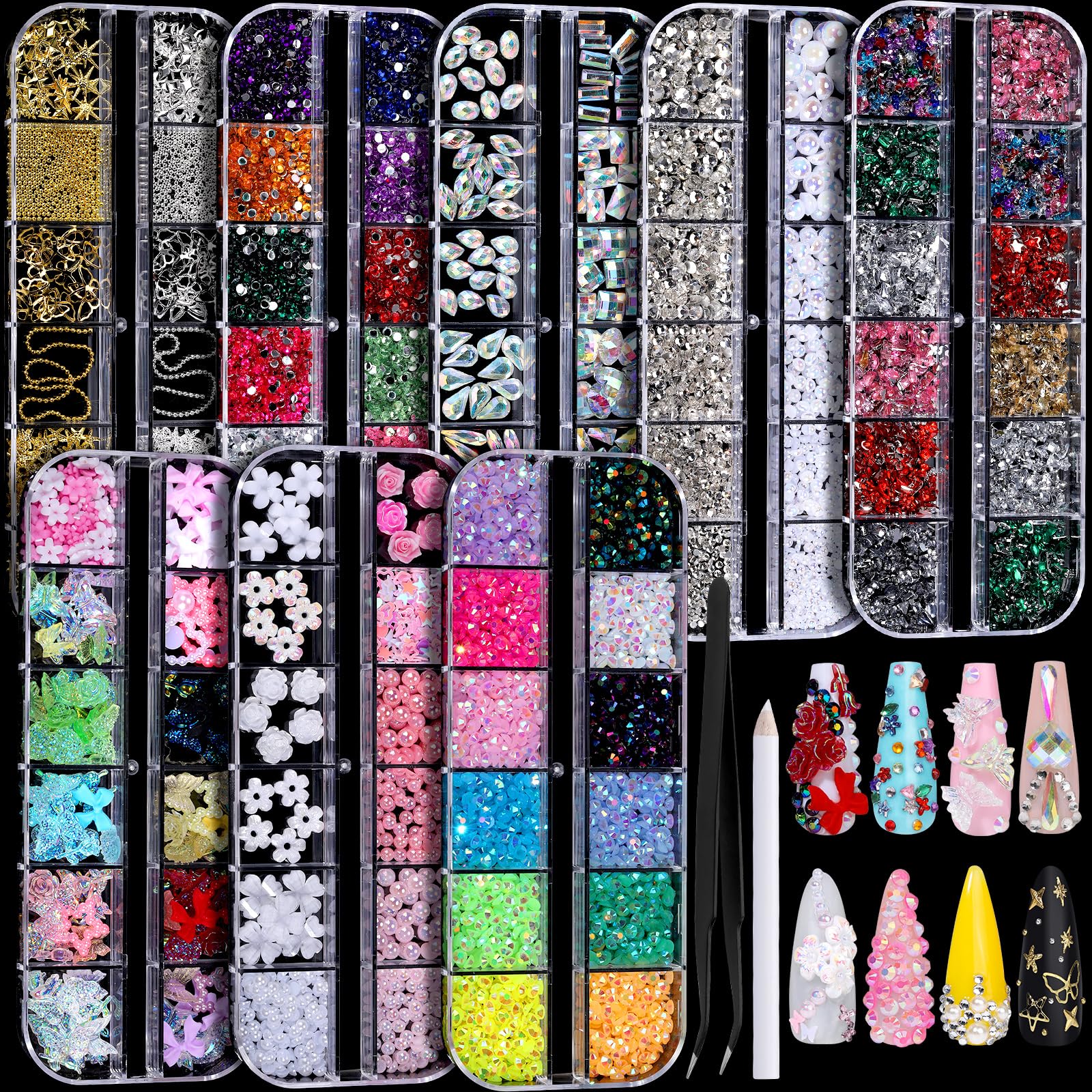 Fandamei nail charms kit collection displayed for versatile manicures and DIY nail art ideas