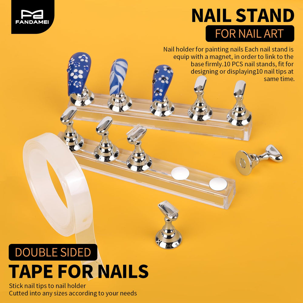 Fandamei magnetic nail stand base with tape for a stable setup