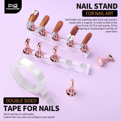 Fandamei nail holders with double-sided tape for secure mounting.