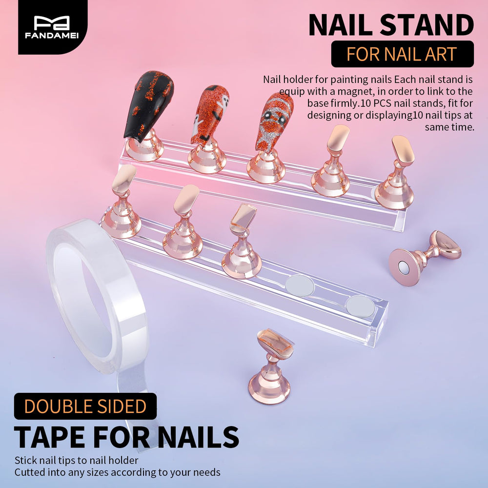 Fandamei nail stand base clear rectangular 2pcs supports press-ons.