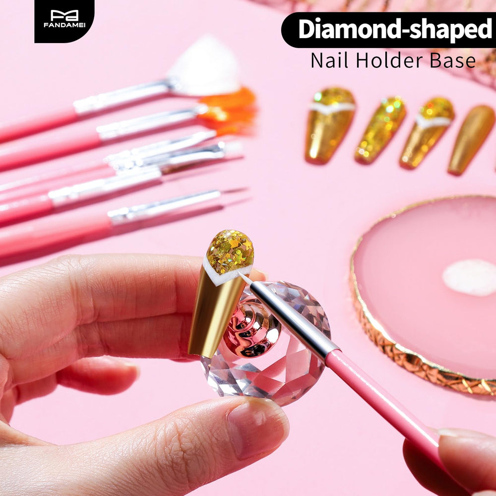 Fandamei tape and base attachment securing stands during nail art sessions