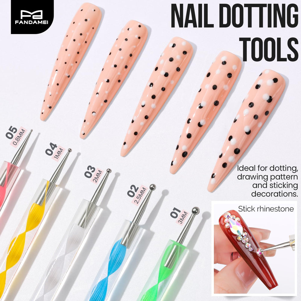 Fandamei dotting tools allow tiny to bold dot details