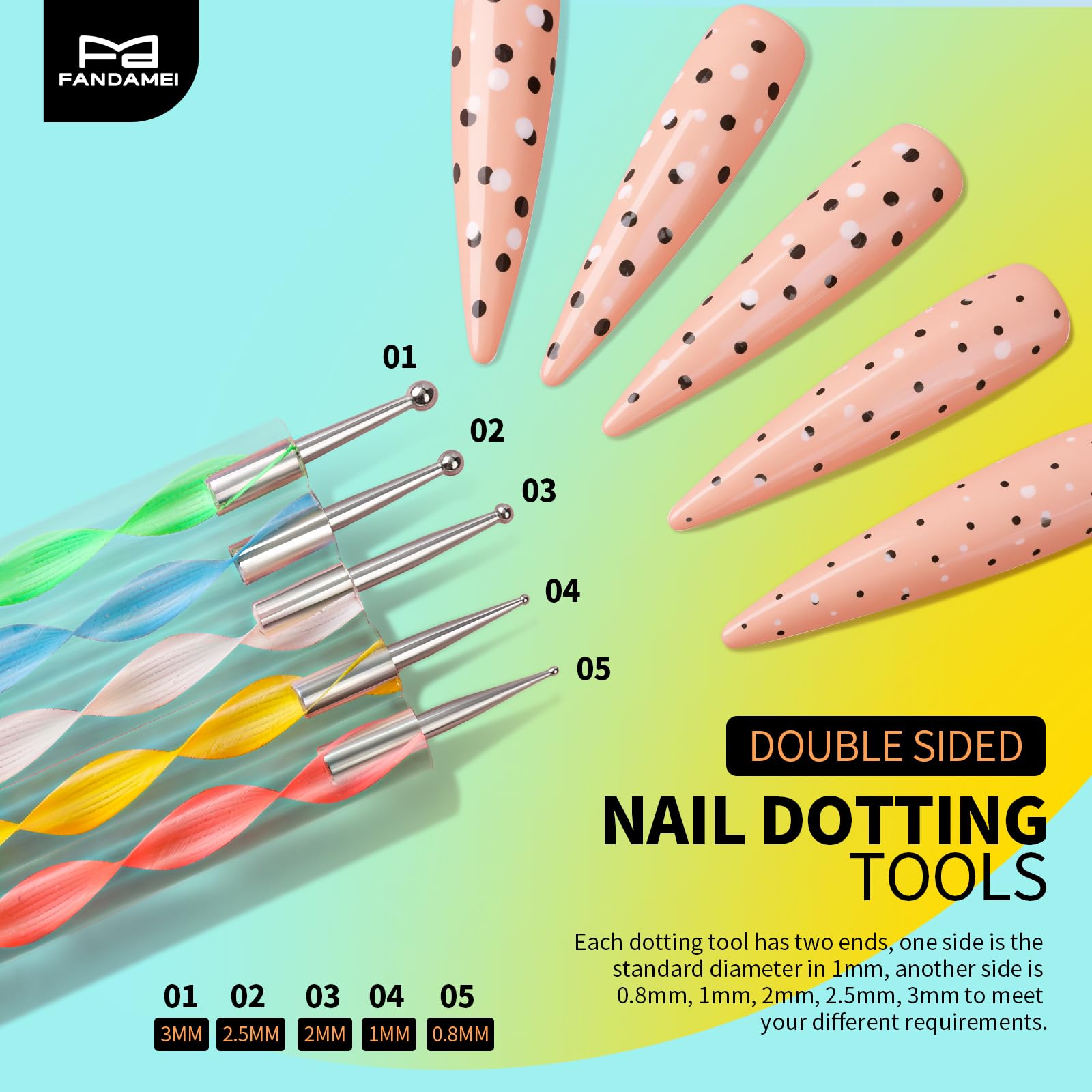 Fandamei nail tweezers for precise placement of rhinestones and decals