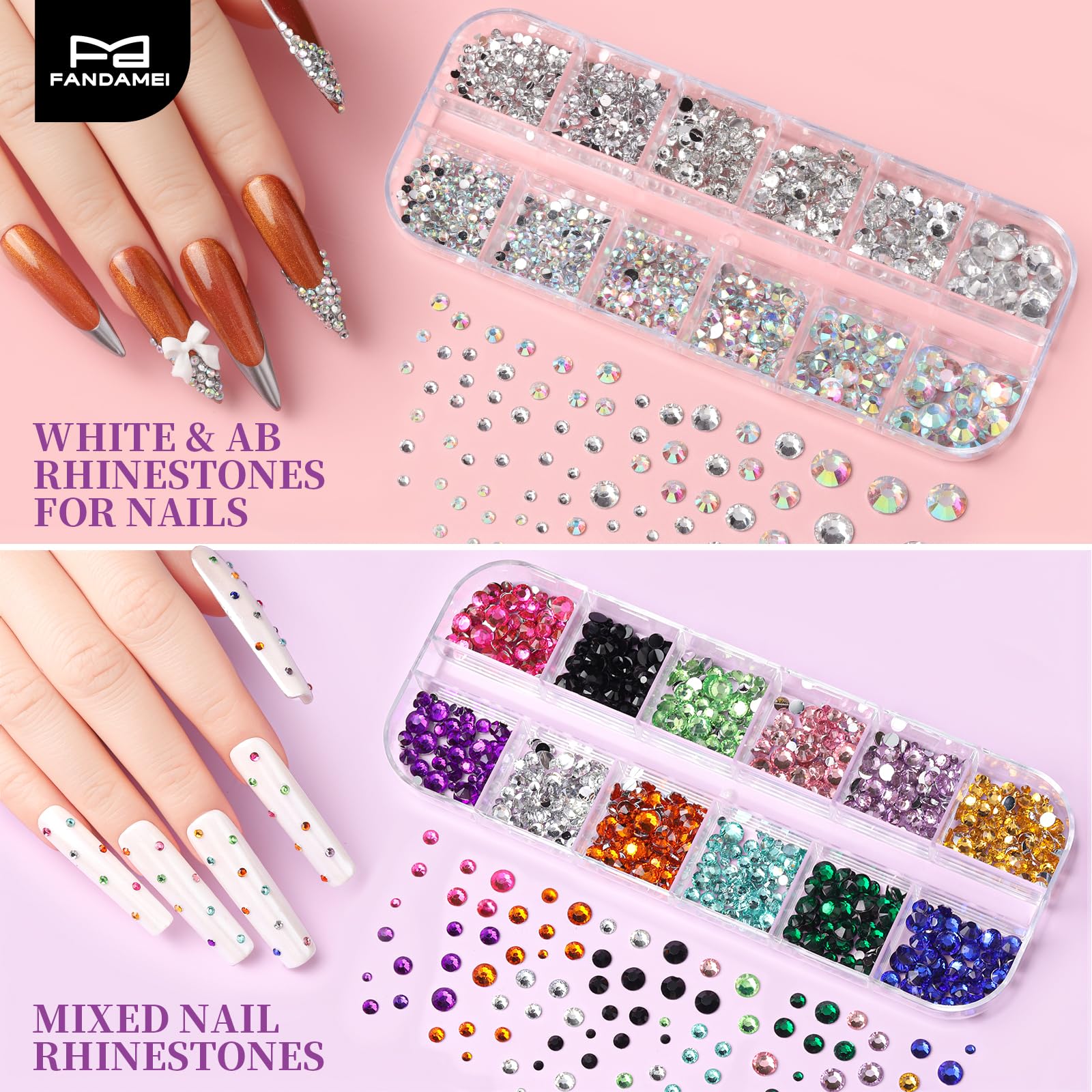 Fandamei nail tweezers for picking sequins and rhinestones.