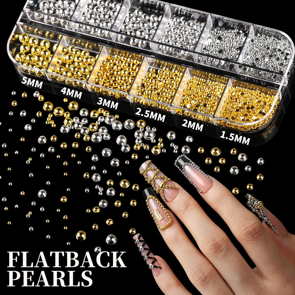 Gemas Fandamei: perlas planas beige para diseños suaves y brillantes.