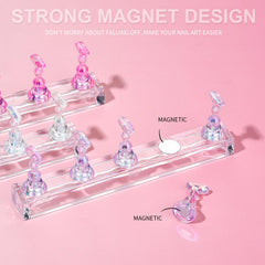 Soportes de pintura de uñas cromados transparentes de Fandamei para retoques precisos.