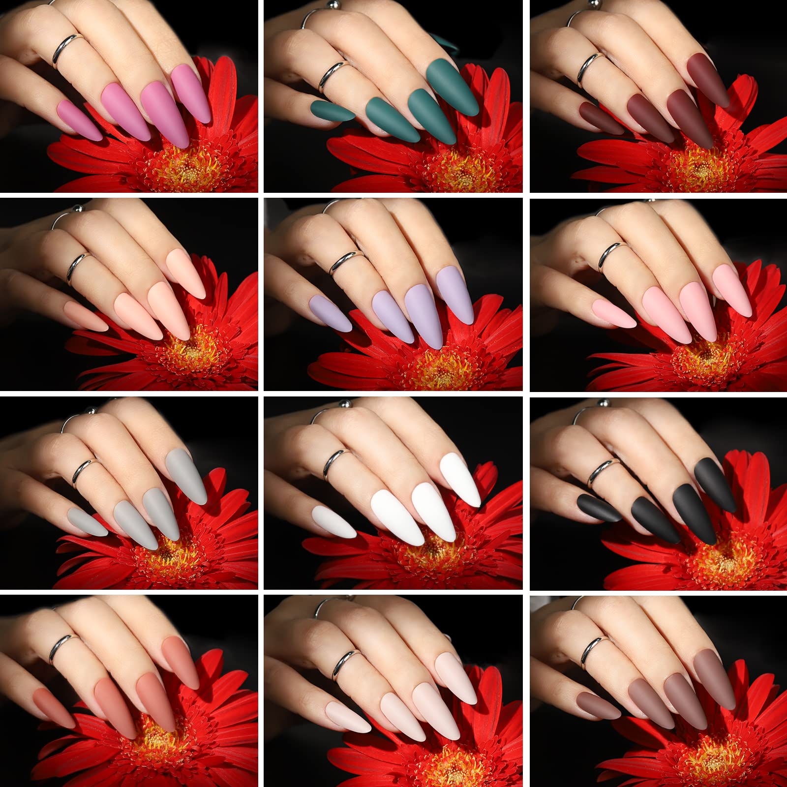 Fandamei almond brown matte press‑on nails for warm tones