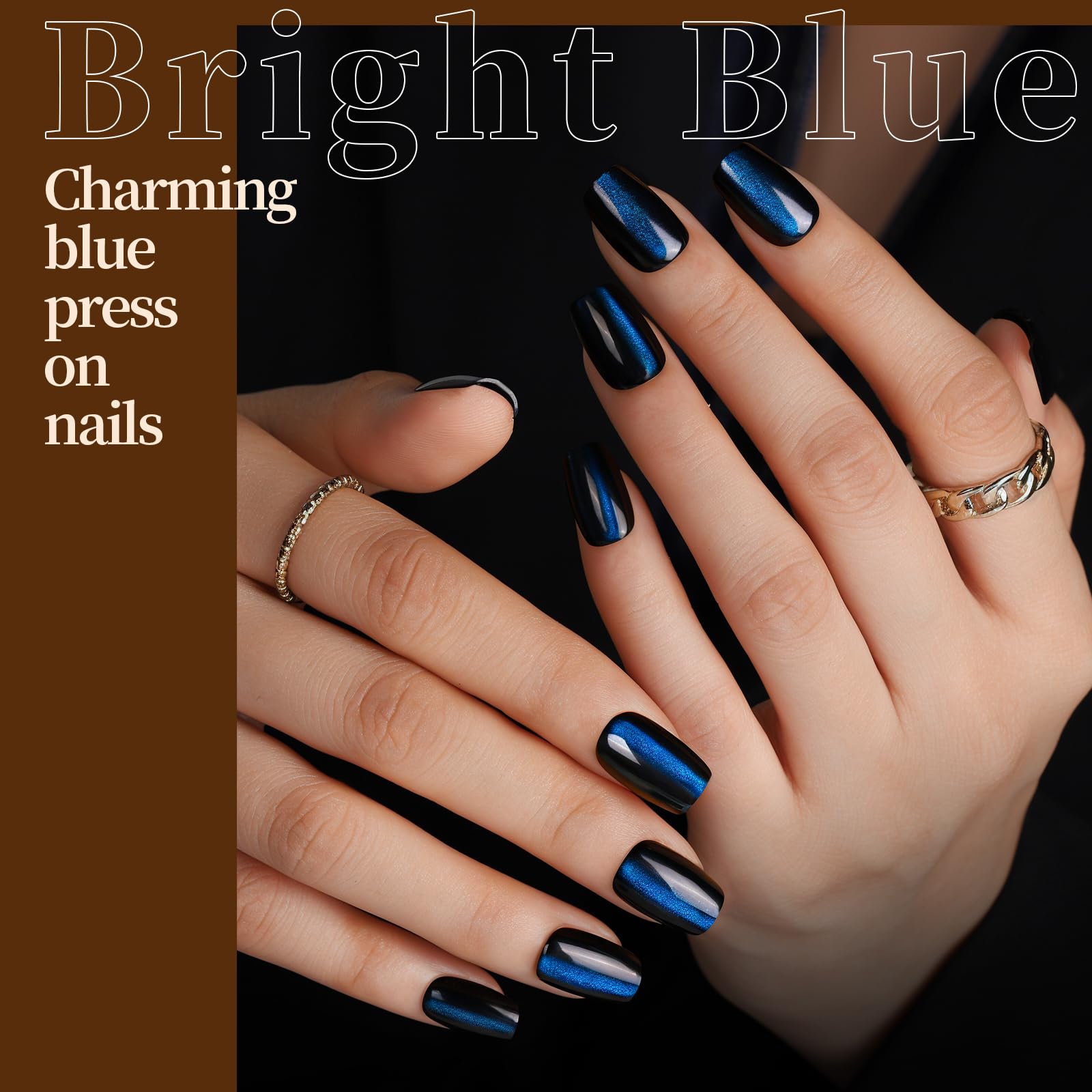 Fandamei cat eye blue nails for vibrant statement manicure.