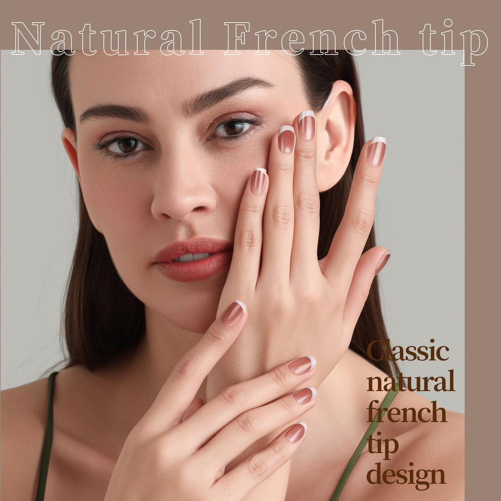 Fandamei French tip nails for natural, subtle elegance.