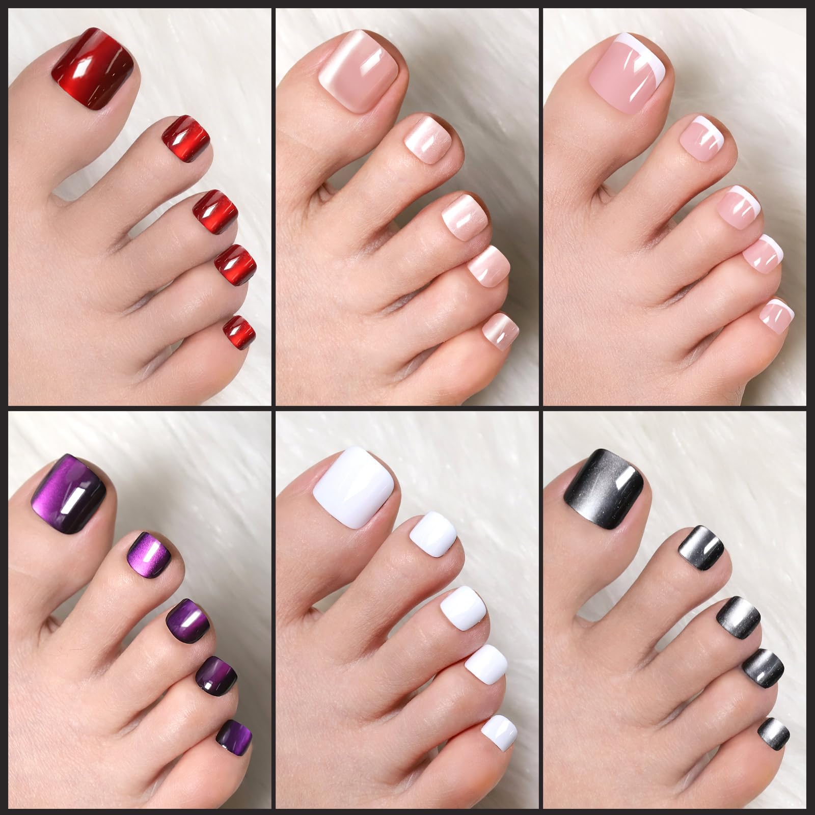Fandamei glossy white toenails pair with any outfit