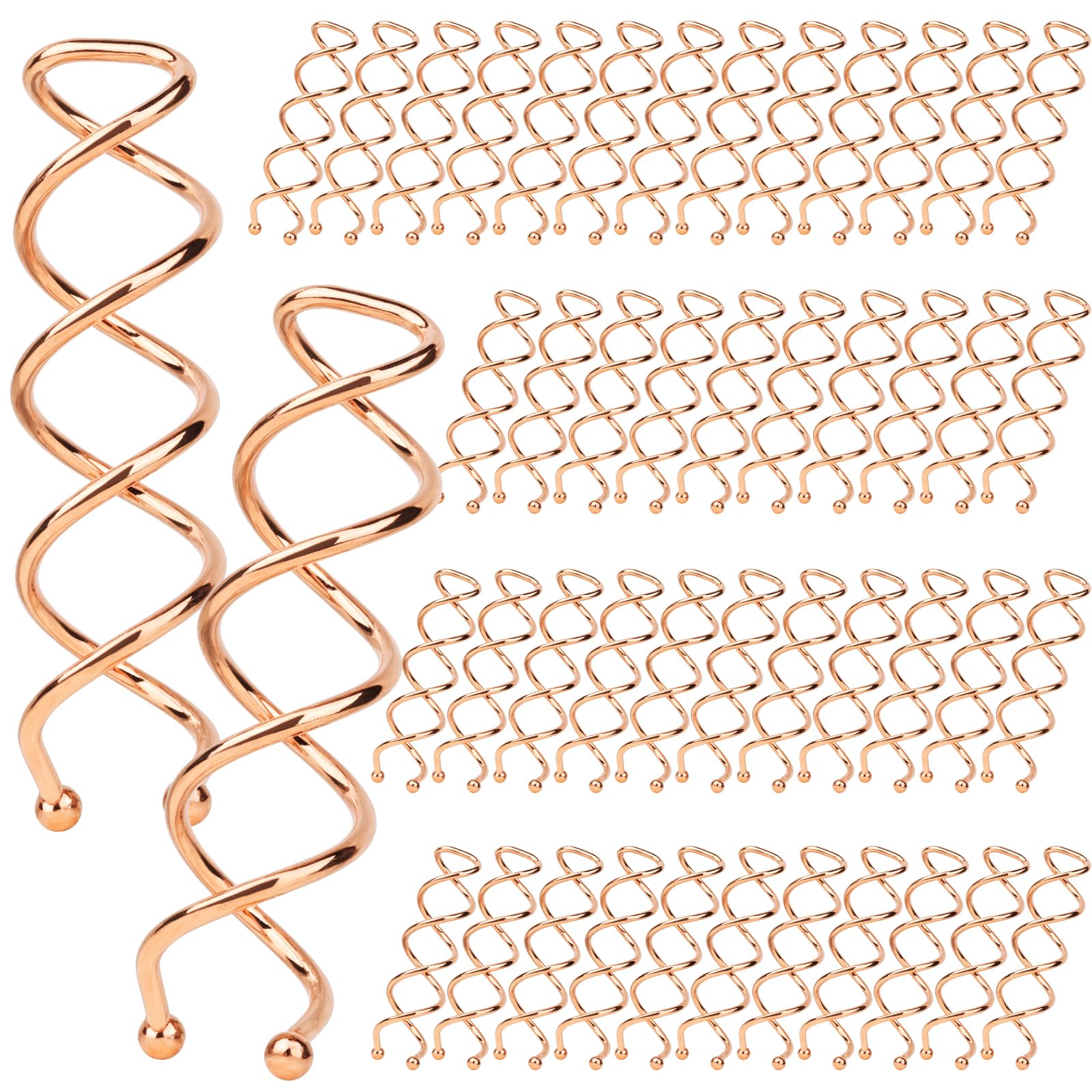 Fandamei rose gold spiral hair pin close-up showing secure grip for all hair types.