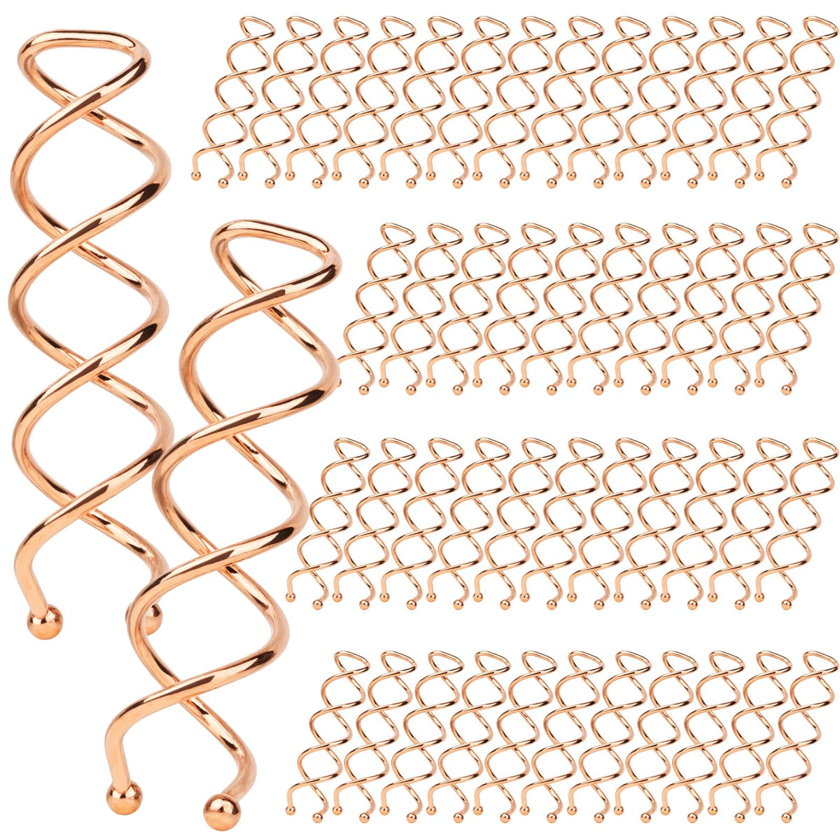 Fandamei rose gold spiral hair pin close-up showing secure grip for all hair types.