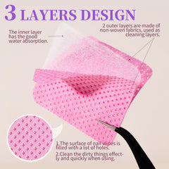 Toallitas Fandamei tres capas para uñas, absorbentes y resistentes