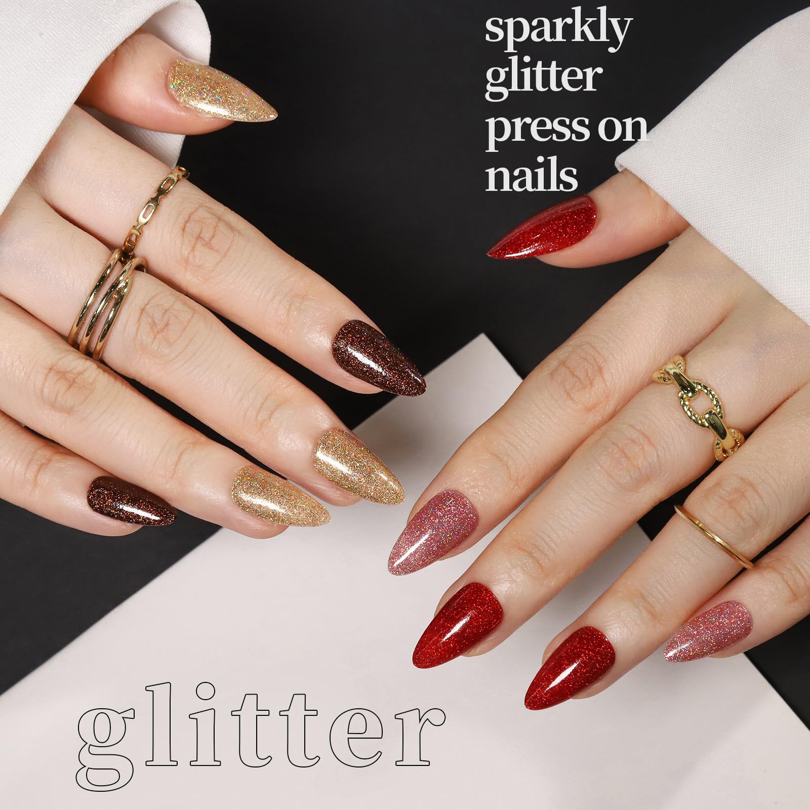 Uñas Fandamei brillo glitter, acabado deslumbrante para fiestas.